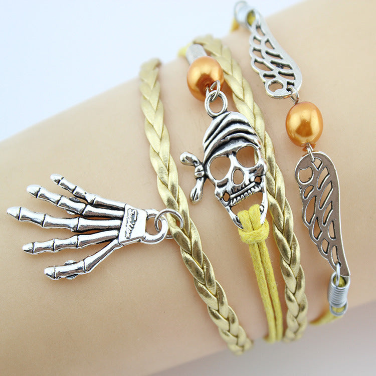 Retro Creative Love Anchor & Animal Charm Multi-layer Braided Bracelet