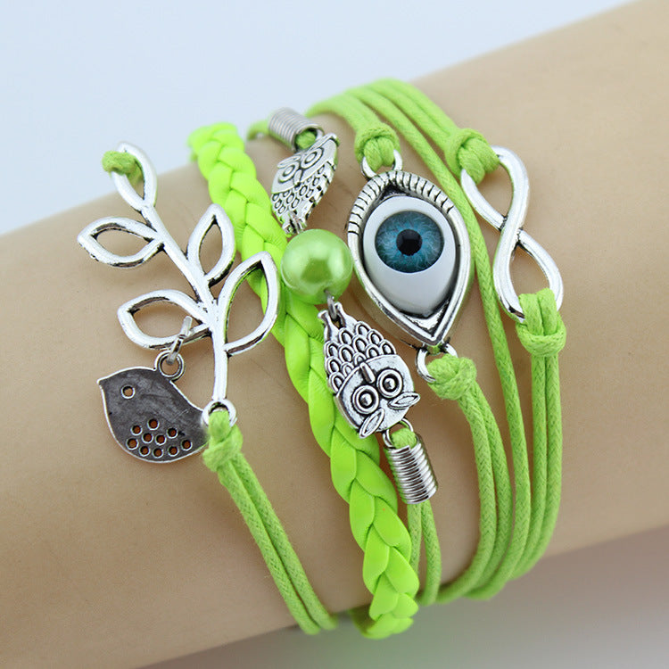 Retro Creative Love Anchor & Animal Charm Multi-layer Braided Bracelet