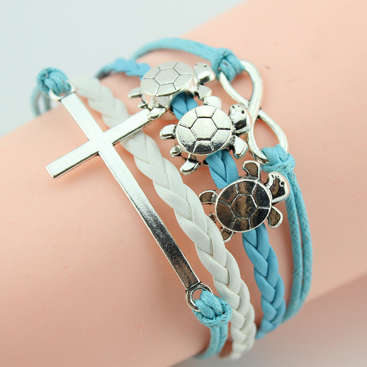 Retro Creative Love Anchor & Animal Charm Multi-layer Braided Bracelet