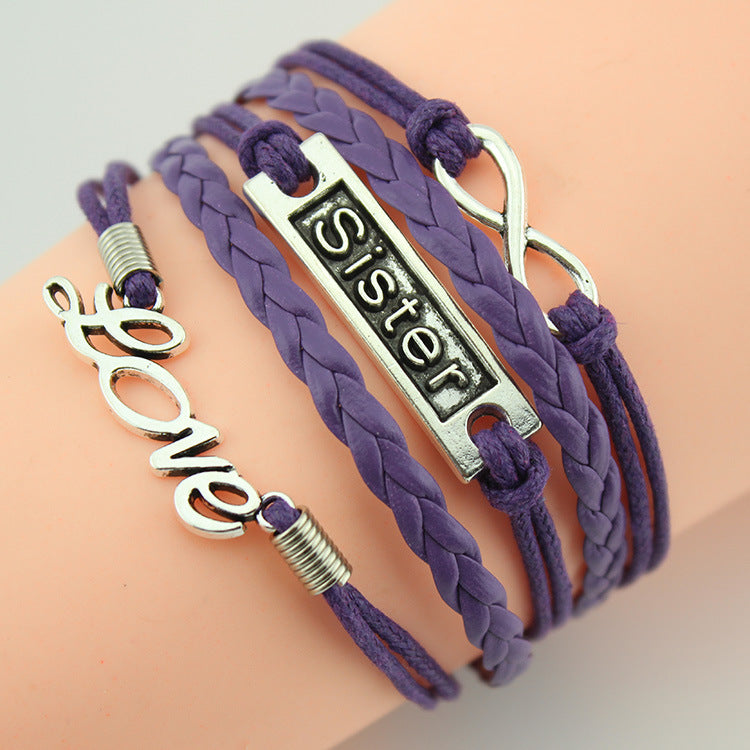 Retro Creative Love Anchor & Animal Charm Multi-layer Braided Bracelet
