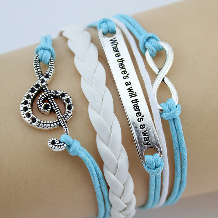 Retro Creative Love Anchor & Animal Charm Multi-layer Braided Bracelet