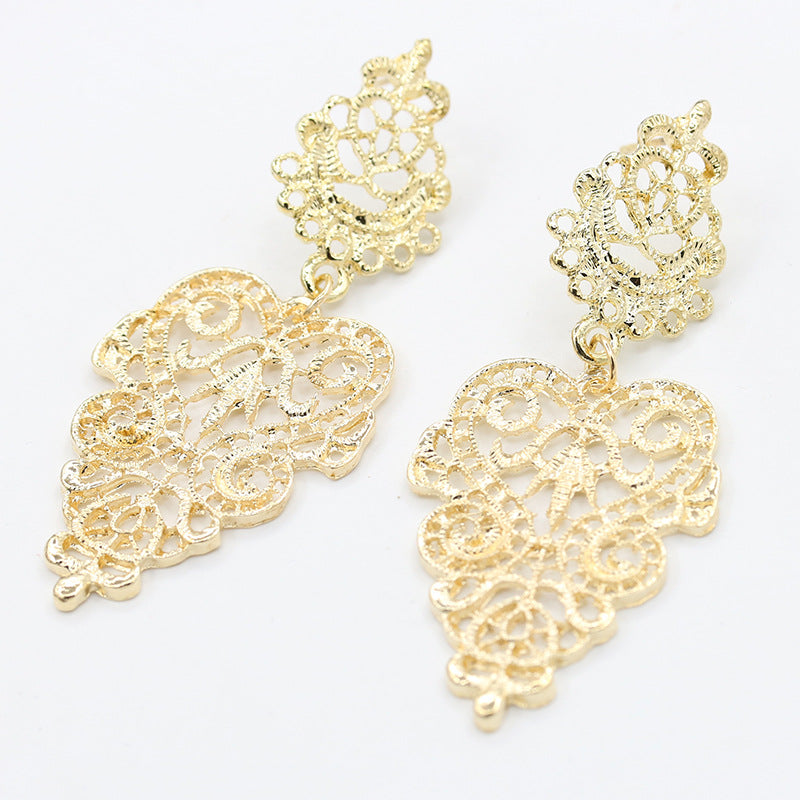 Bohemian Hollow Leaf Drop Earrings Fashion Statement Jewelry
