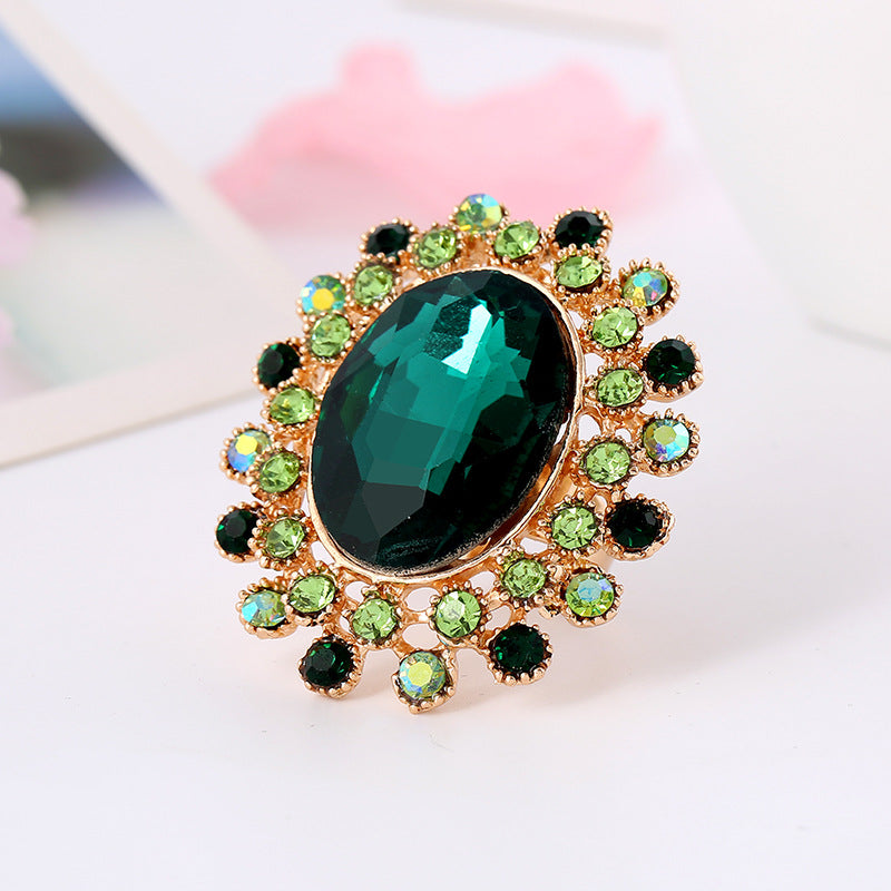 Vintage Luxury Adjustable Crystal Glass Ring - Full Diamond Design