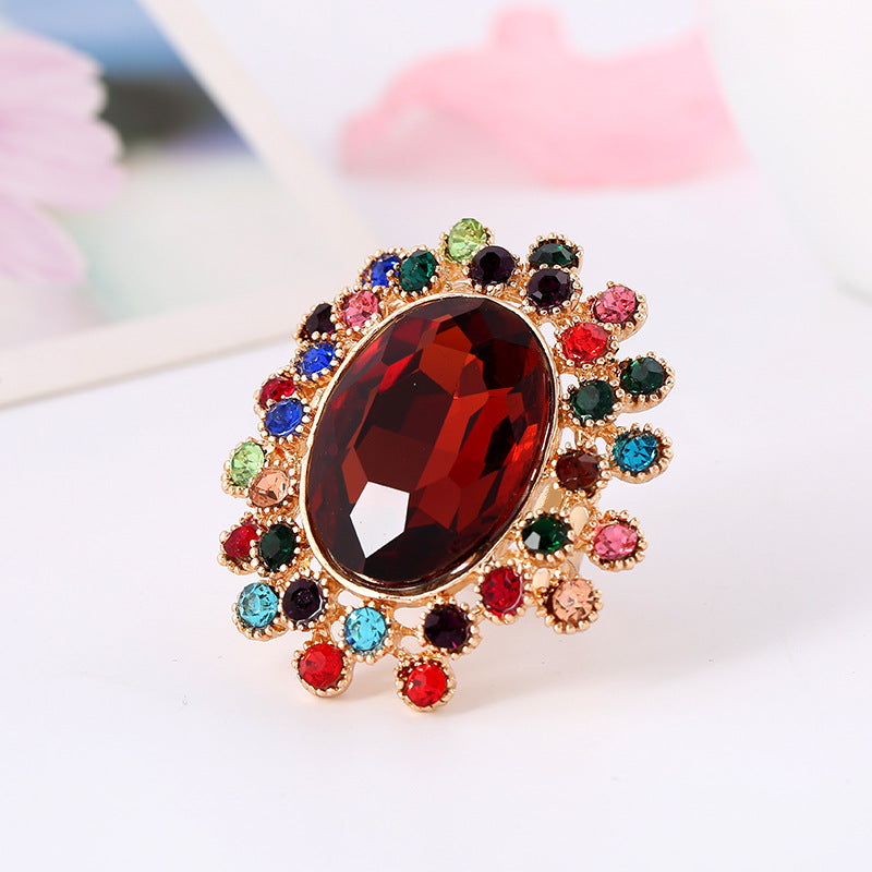 Vintage Luxury Adjustable Crystal Glass Ring - Full Diamond Design