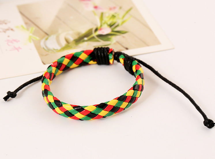 Girls PU Leather Woven Bracelet - Multi Color Fashion Jewelry