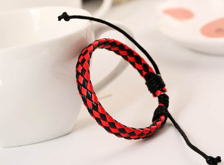 Girls PU Leather Woven Bracelet - Multi Color Fashion Jewelry