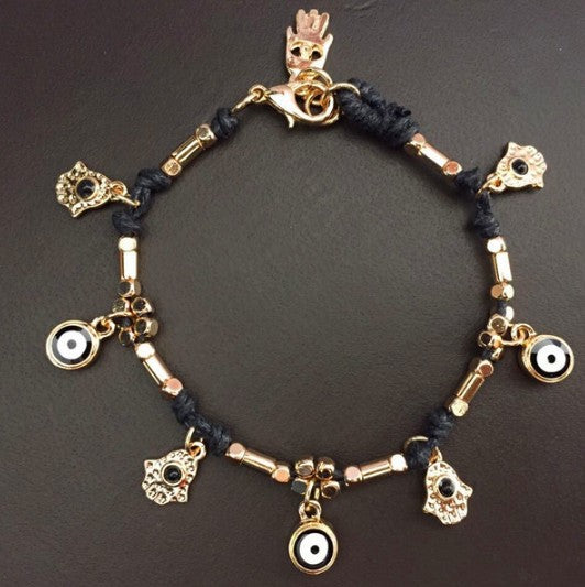 Ethnic Woven Turkish Evil Eye & Hamsa Hand Friendship Bracelet