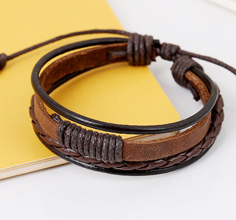 Hand-Woven Vintage Cowhide Adjustable Unisex Leather Bracelet