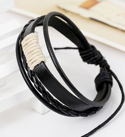 Hand-Woven Vintage Cowhide Adjustable Unisex Leather Bracelet