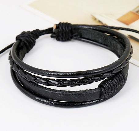 Hand-Woven Vintage Cowhide Adjustable Unisex Leather Bracelet