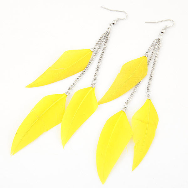 Korean Style Feather Tassel Drop Earrings