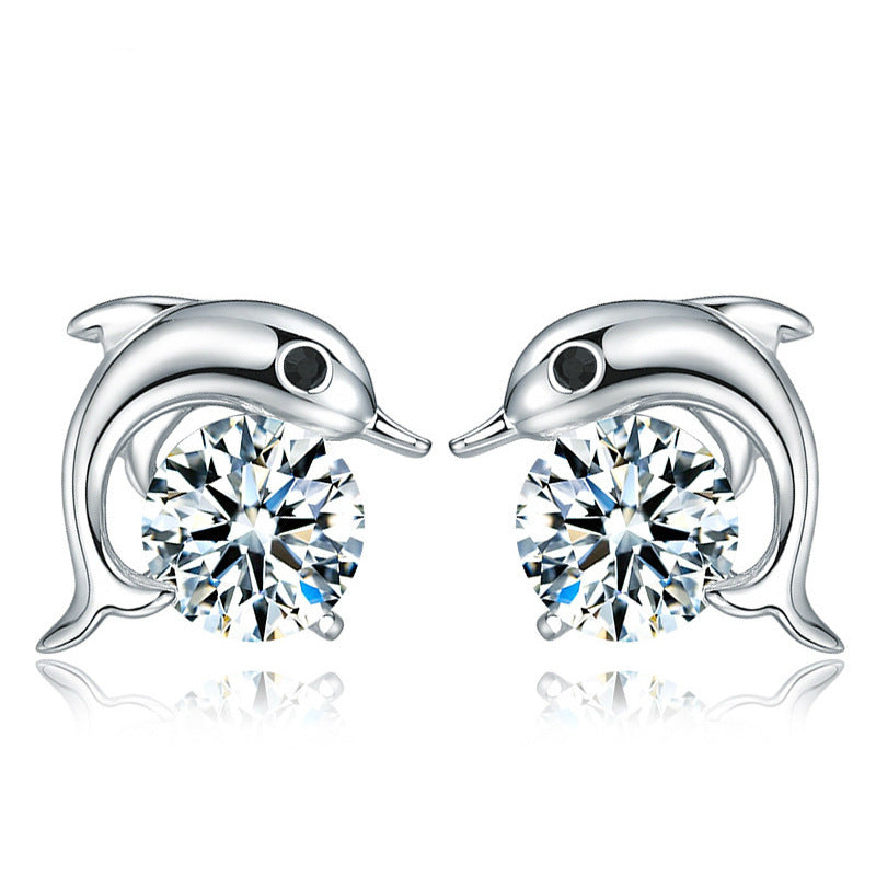 Fashion Heart Shape Zircon Stud Earrings with 925 Silver Needle