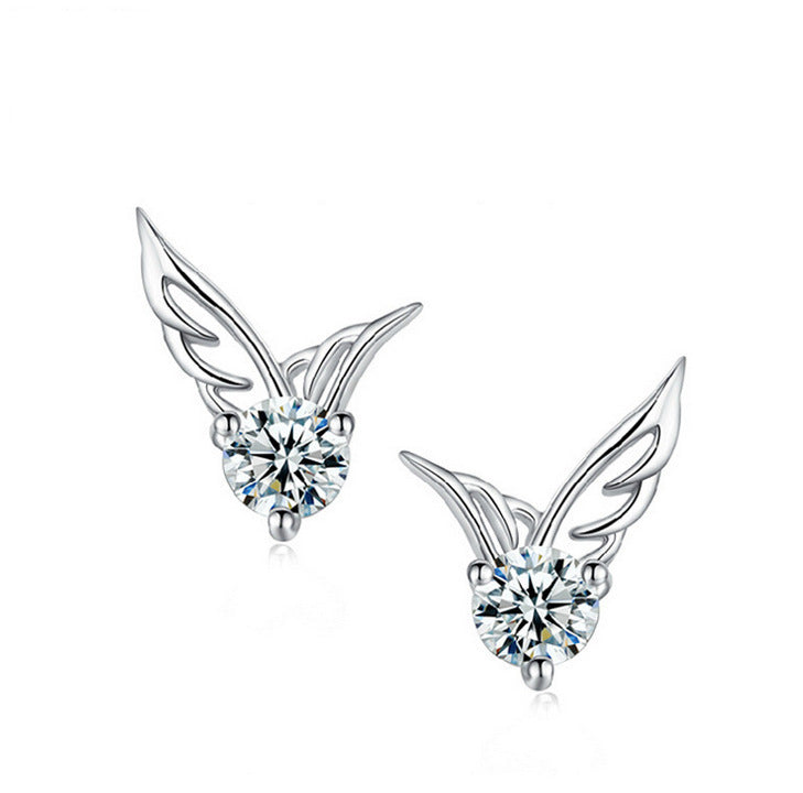 Fashion Heart Shape Zircon Stud Earrings with 925 Silver Needle