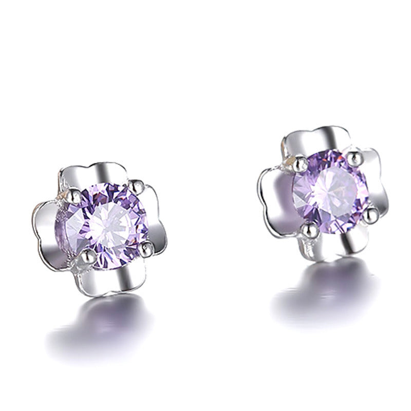 Fashion Heart Shape Zircon Stud Earrings with 925 Silver Needle