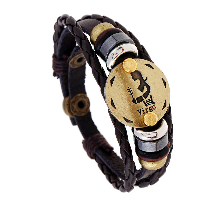 Aries Leather Constellation Adjustable Bracelet - Zodiac Birthday Gift