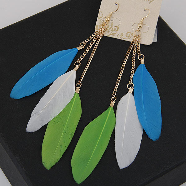 Korean Style Feather Tassel Drop Earrings