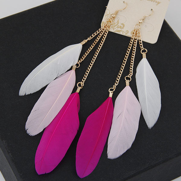 Korean Style Feather Tassel Drop Earrings