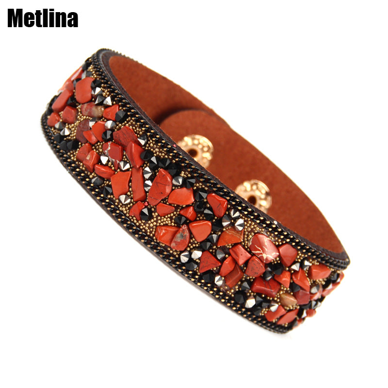 Creative Irregular Gemstone Flannel Bracelet