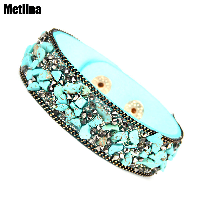 Creative Irregular Gemstone Flannel Bracelet