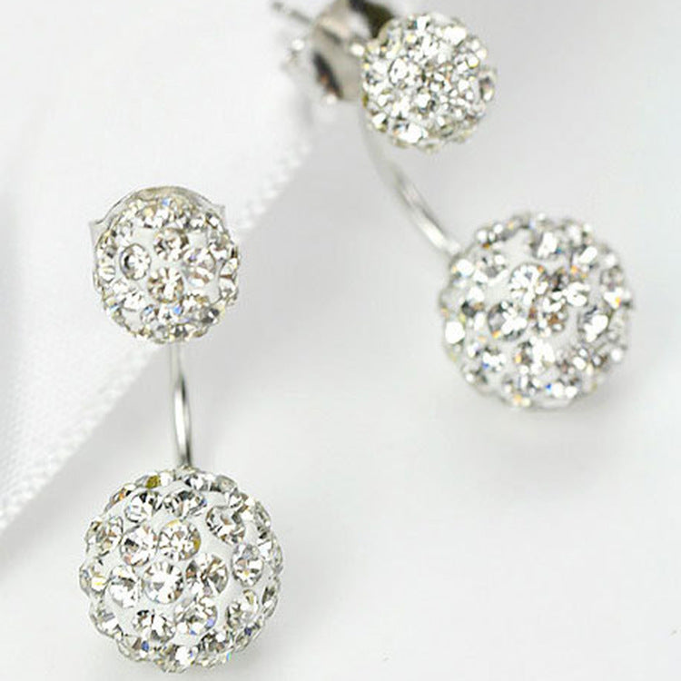 Alloy Crystal Ball Stud Earrings with Hypoallergenic Back挂 Design