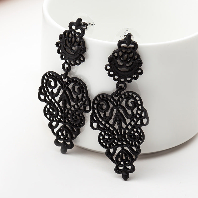 Bohemian Hollow Leaf Drop Earrings Fashion Statement Jewelry