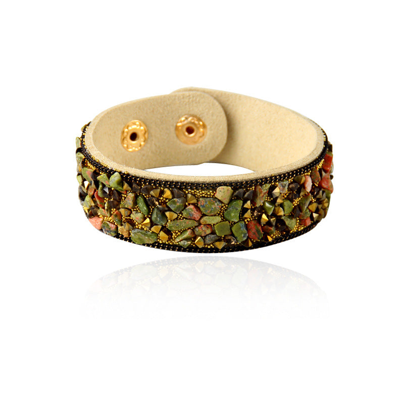 Creative Irregular Gemstone Flannel Bracelet