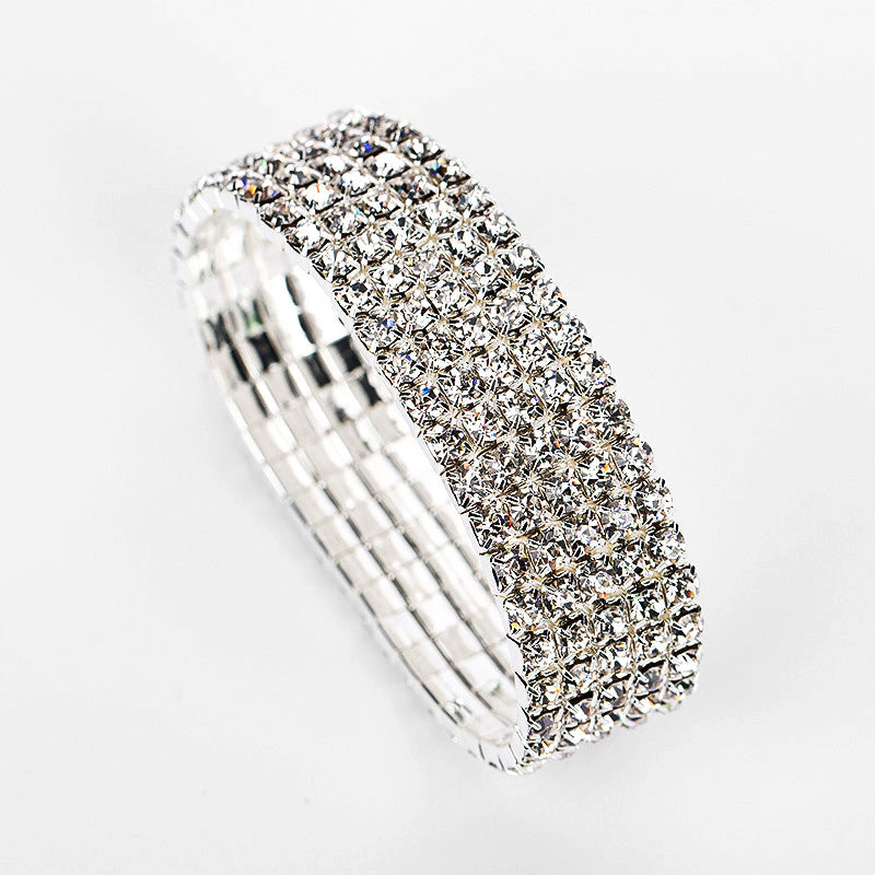 Luxurious Geometric Rhinestone Inlay Elastic Women's Bracelet