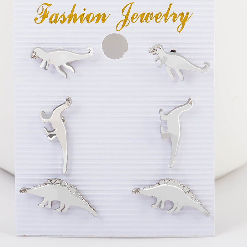 Dinosaur Animal Ear Cuff Clip Earrings in Silver and Gold