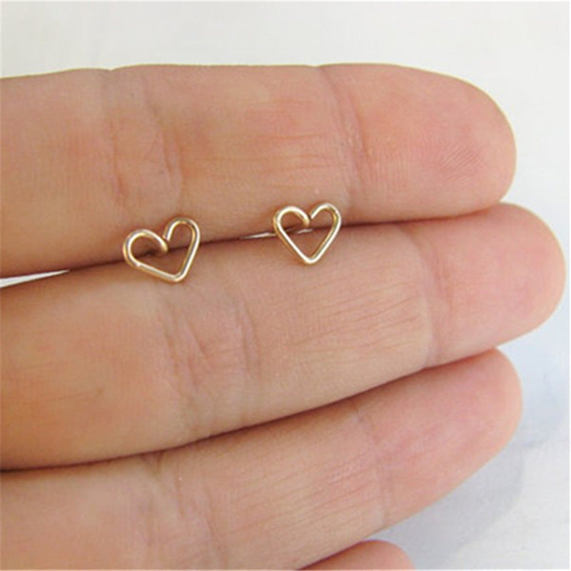 Simple Hollow Peach Heart Alloy Earrings - Gold & Silver Plated Valentine's Gift