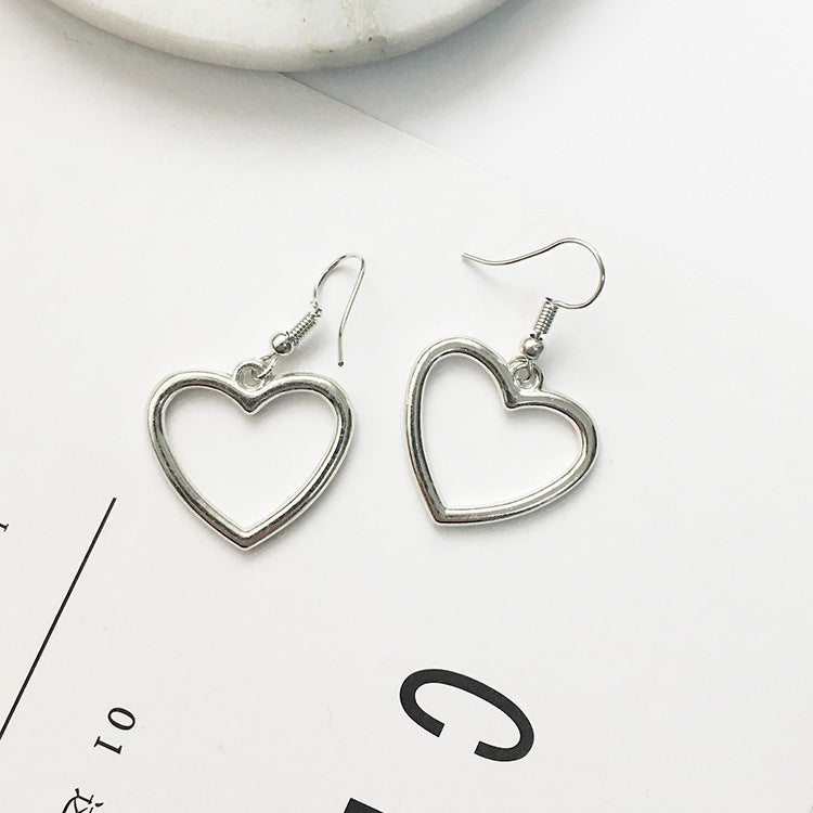 Geometric Heart Hollow Alloy Earrings - Sweet Harajuku Style Gold Dangle Jewelry
