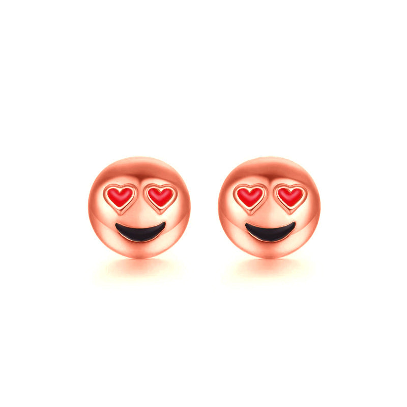 Alloy Oil Drip Fashion Smile Emoji Ladybug Earrings
