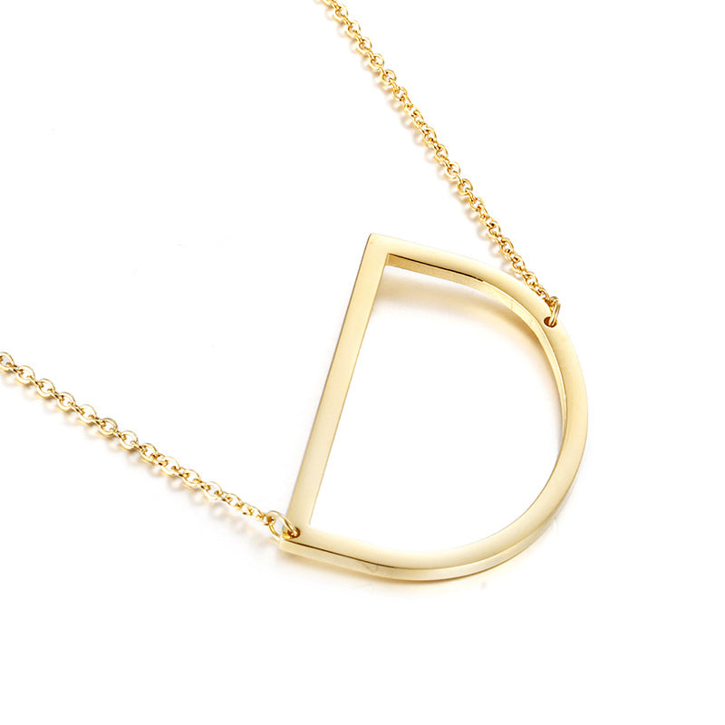 Simple Glossy English Letters Titanium Steel Choker Necklace for Women