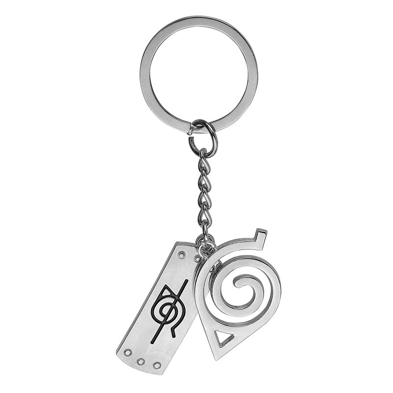 Naruto Alloy Logo Pendant Necklace and Keychain Set