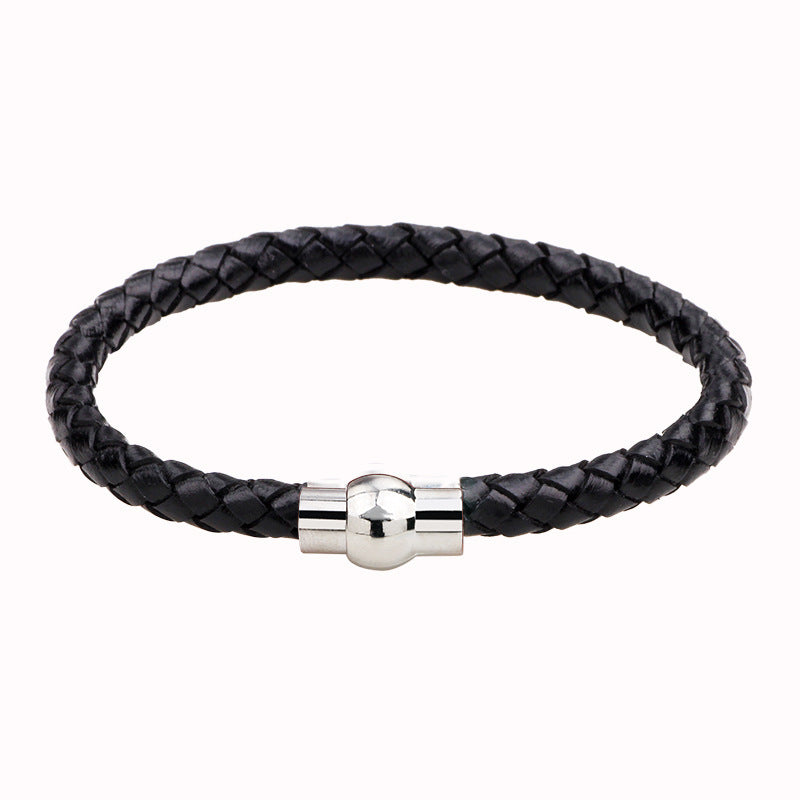 Simple Style Braided Leather Magnetic Clasp Unisex Bracelet