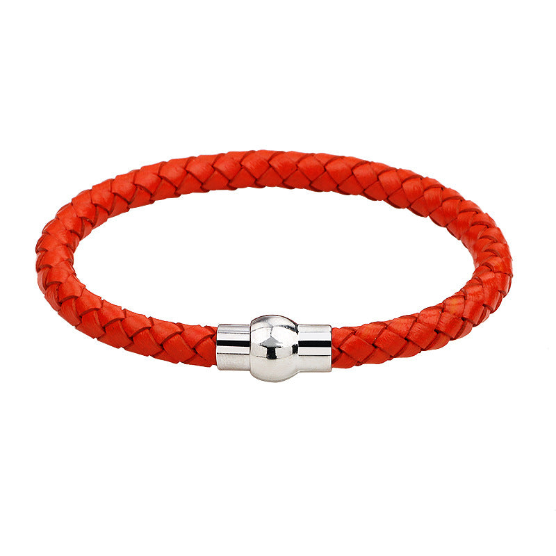 Simple Style Braided Leather Magnetic Clasp Unisex Bracelet