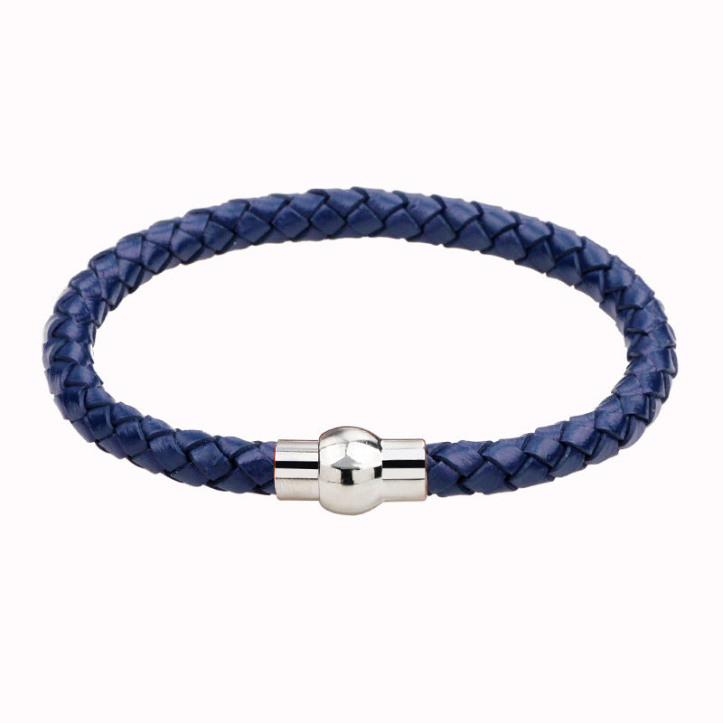 Simple Style Braided Leather Magnetic Clasp Unisex Bracelet