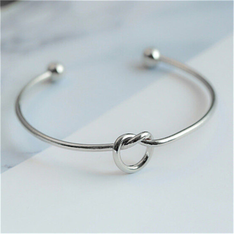 Fashion Heart Bow Knot Open Cuff Metal Women's Bangle Bracelet