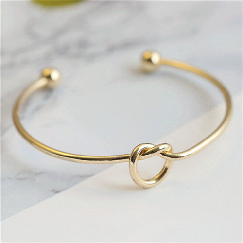 Fashion Heart Bow Knot Open Cuff Metal Women's Bangle Bracelet