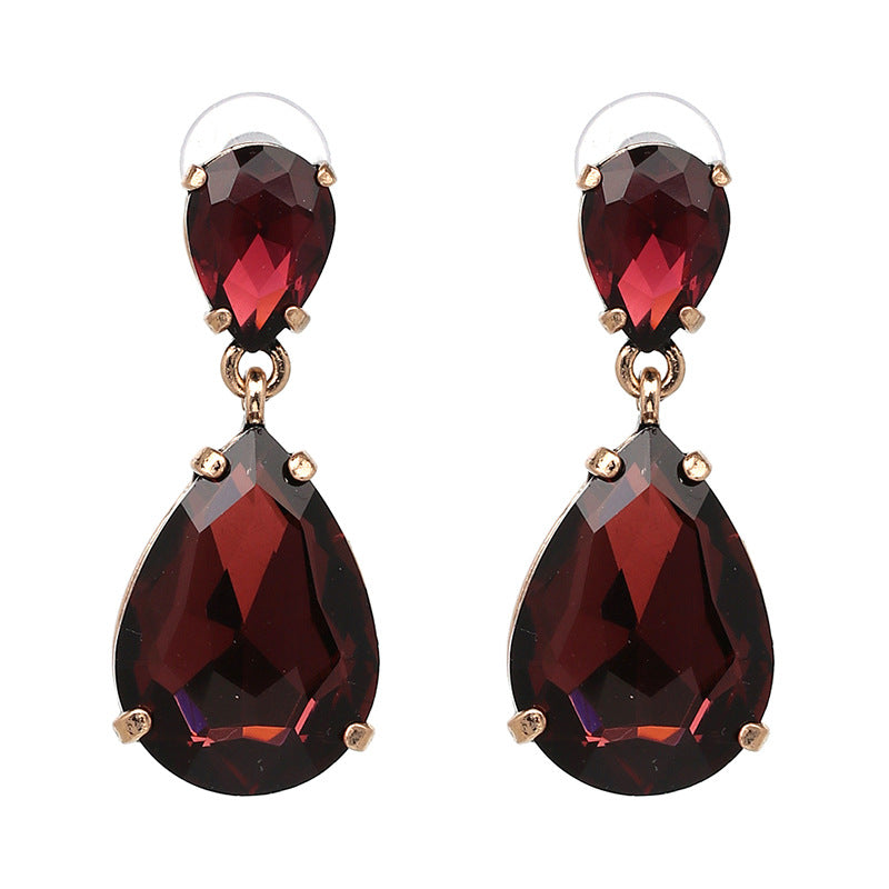 Wholesale Fashion Alloy Crystal Teardrop Pendant Earrings