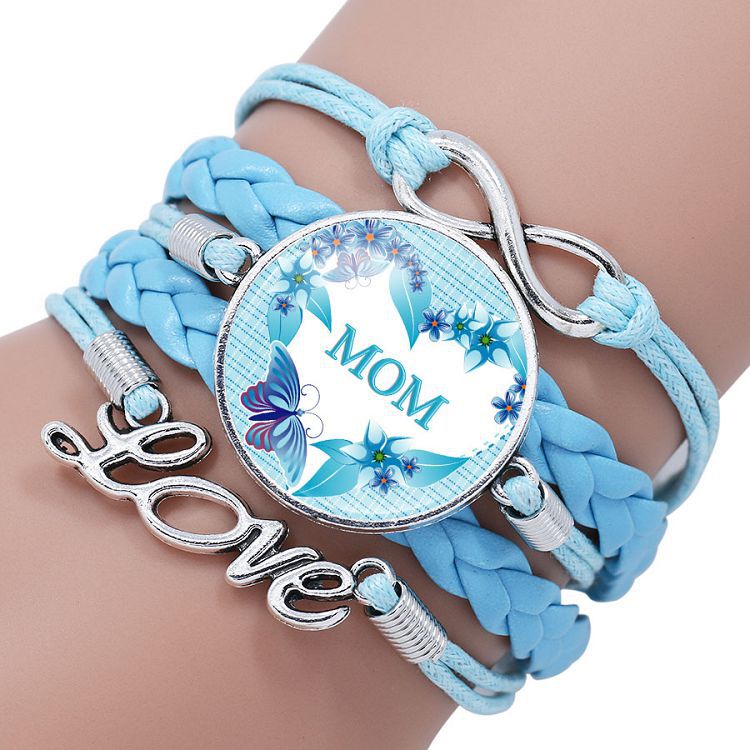 Mother Time Gemstone Multi-layer Braided Leather Bracelet
