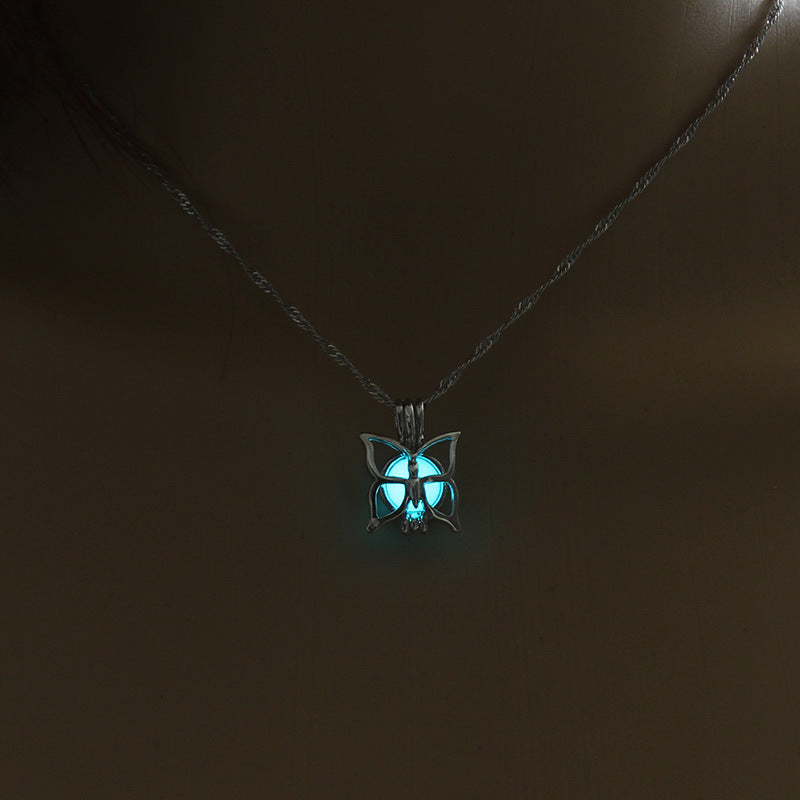 Luminous Butterfly Pendant Necklace for Halloween