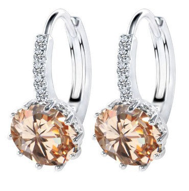Silver-Plated Crystal Sunflower Zircon Hoop Earrings