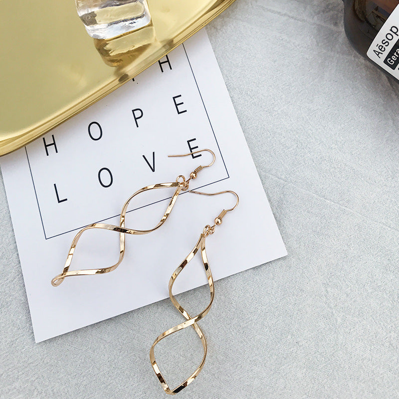 Simple Geometric Spiral Wave Earrings - Original Design Metal Curve Jewelry