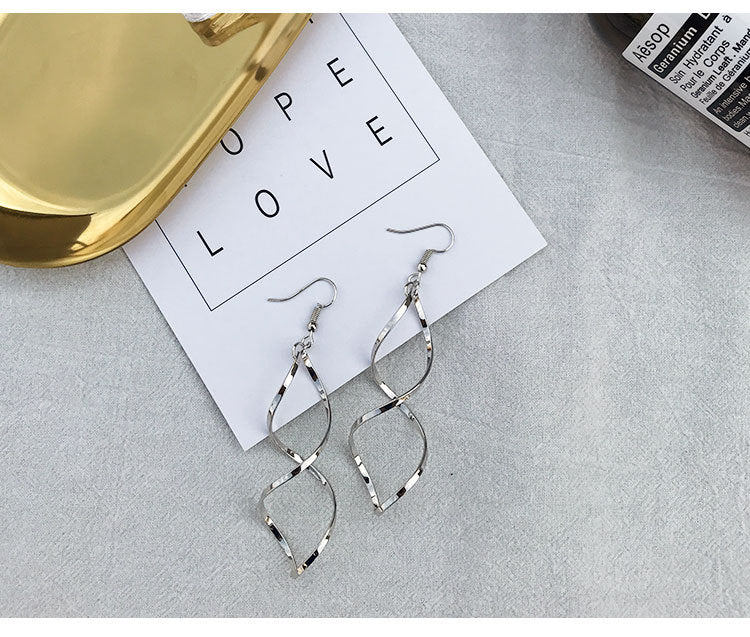 Simple Geometric Spiral Wave Earrings - Original Design Metal Curve Jewelry