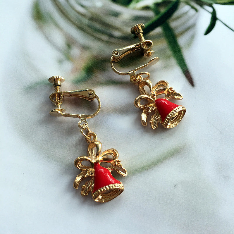 Fashion Christmas Tree Wreath Deer Alloy Plated Women's Drop Earrings Ear Clips - 1 Pair