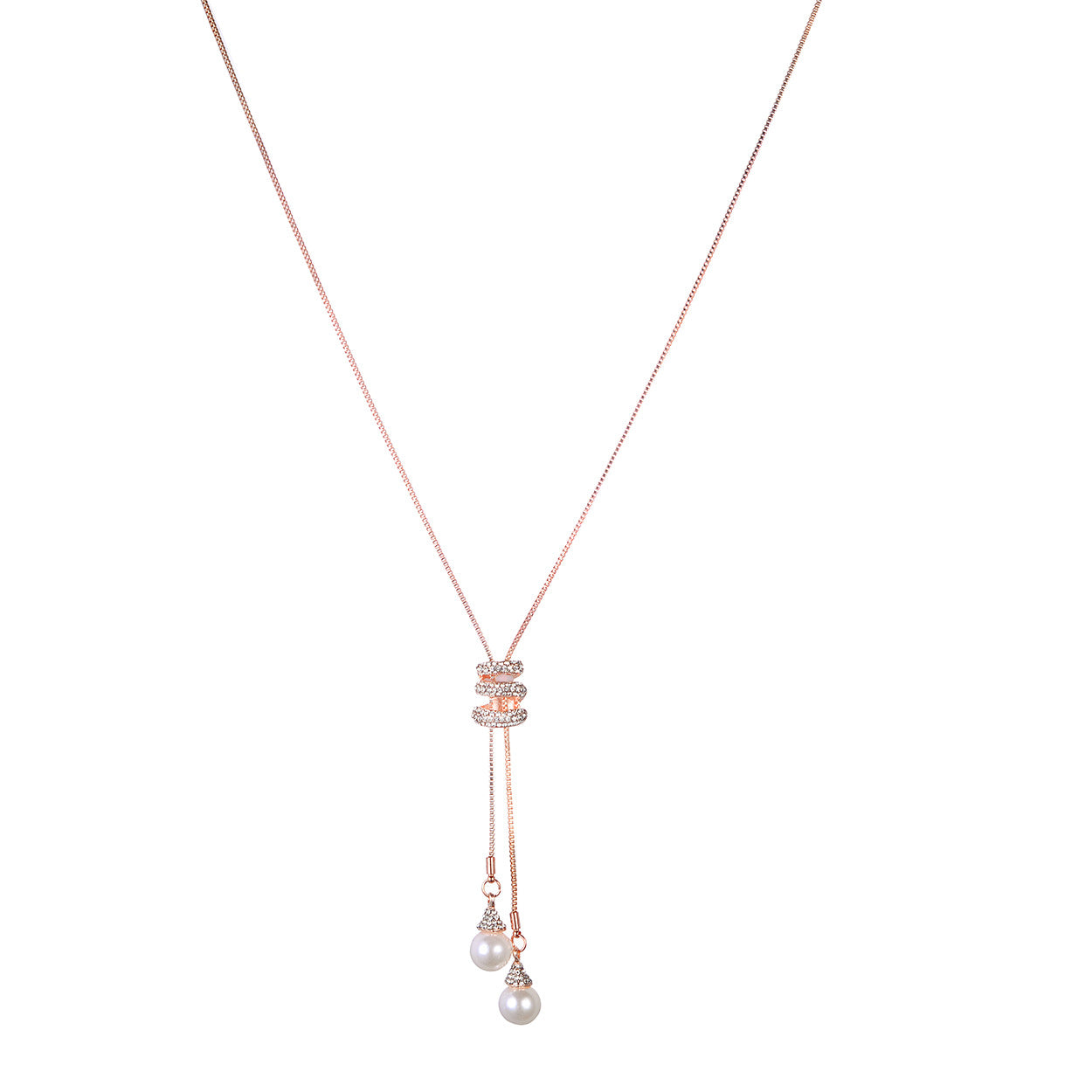 Sweet Rhinestone Spiral Pearl Necklace