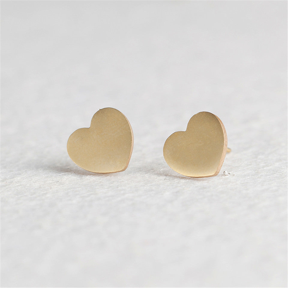 Simple Heart-shaped Stainless Steel Stud Earrings for Women