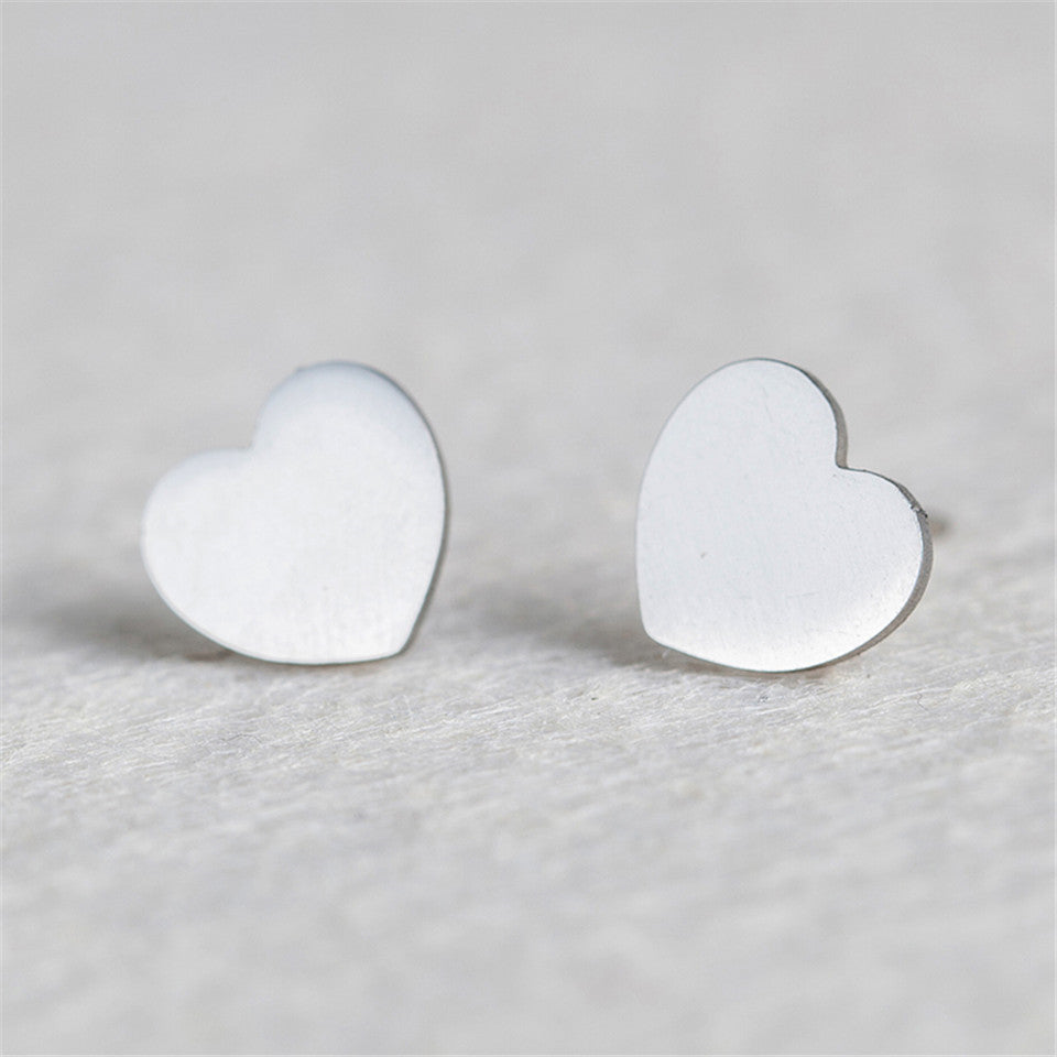 Simple Heart-shaped Stainless Steel Stud Earrings for Women