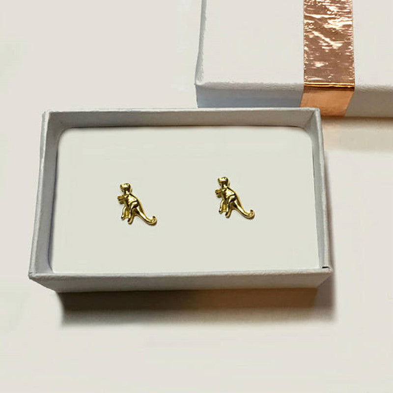 Gold Plated Silver Dinosaur Stud Earrings