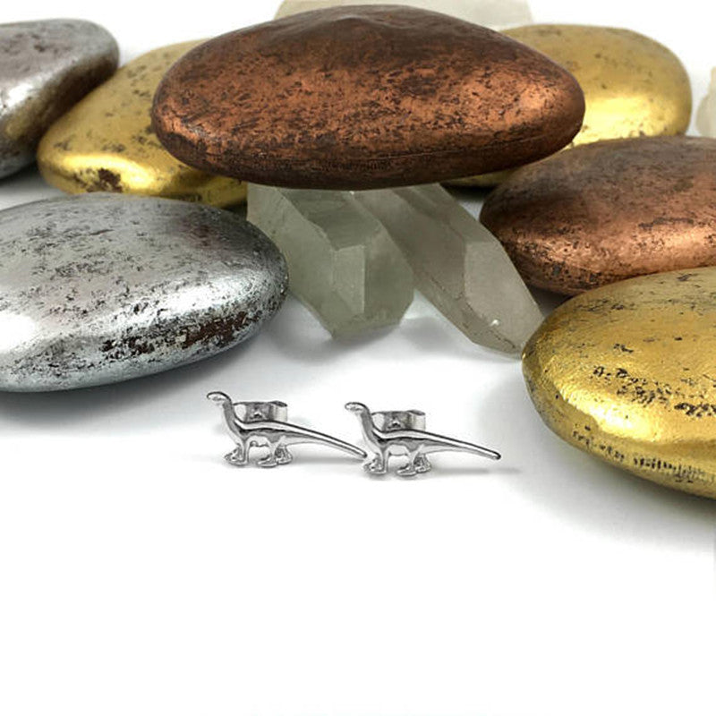 Gold Plated Silver Dinosaur Stud Earrings